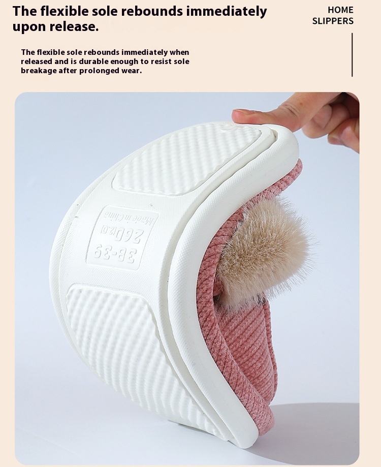 Fur Mouth Home Non-slip Thermal Cotton Slippers