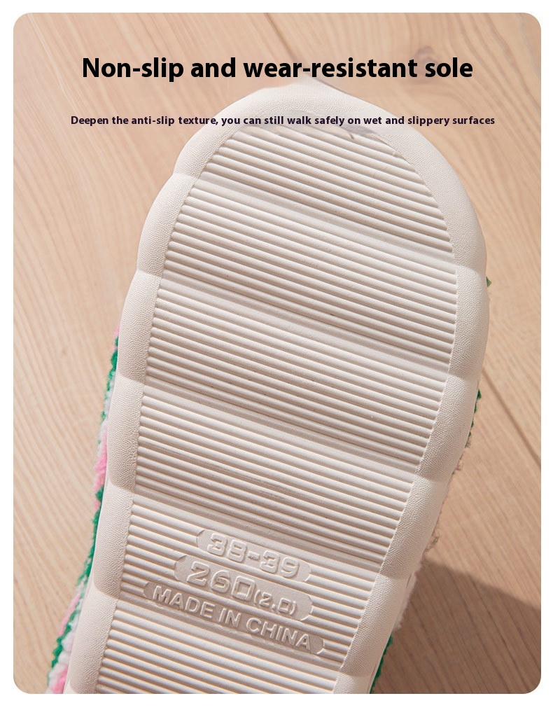 Pantuflas de algodón antideslizantes y cálidas con plataforma.