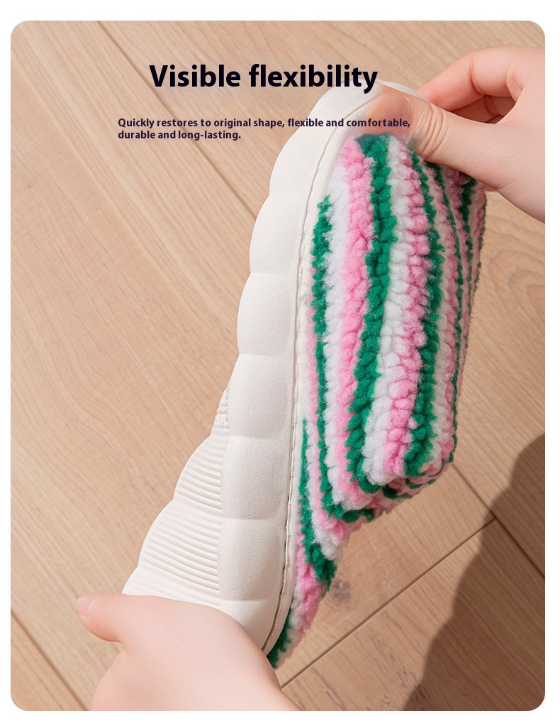 Pantuflas de algodón antideslizantes y cálidas con plataforma.
