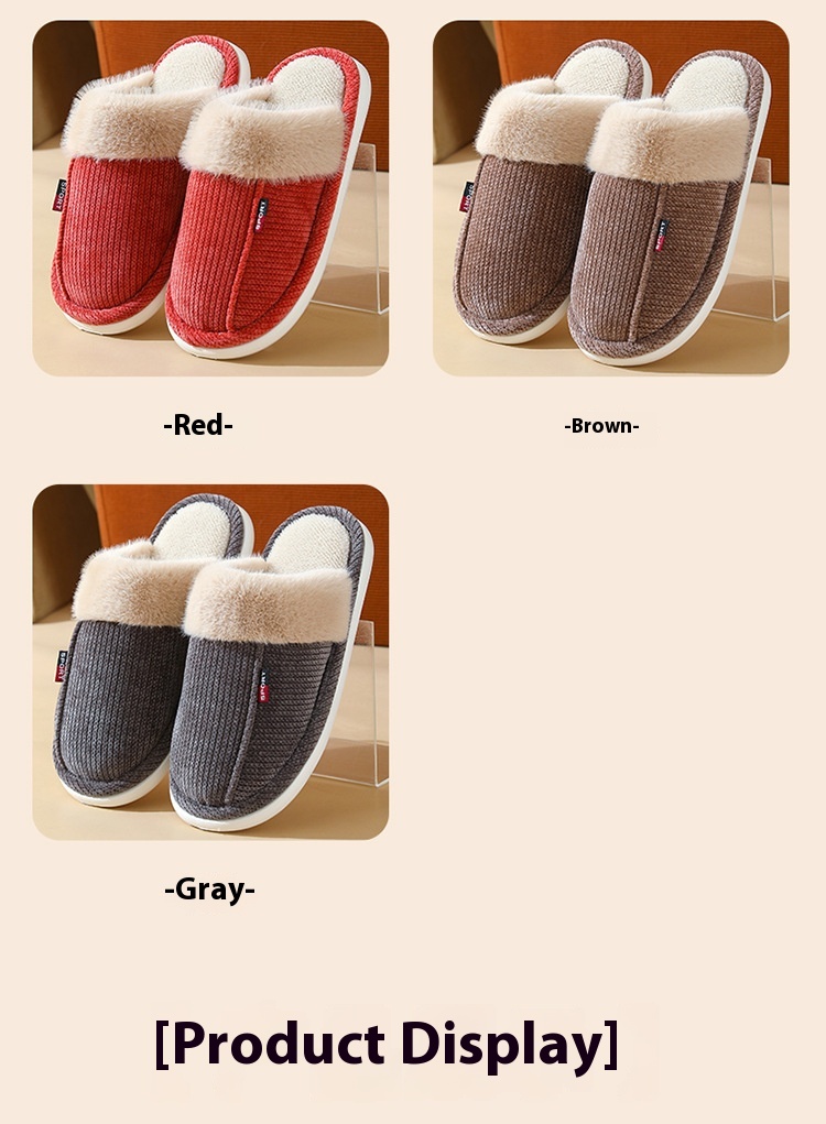 Fur Mouth Home Non-slip Thermal Cotton Slippers