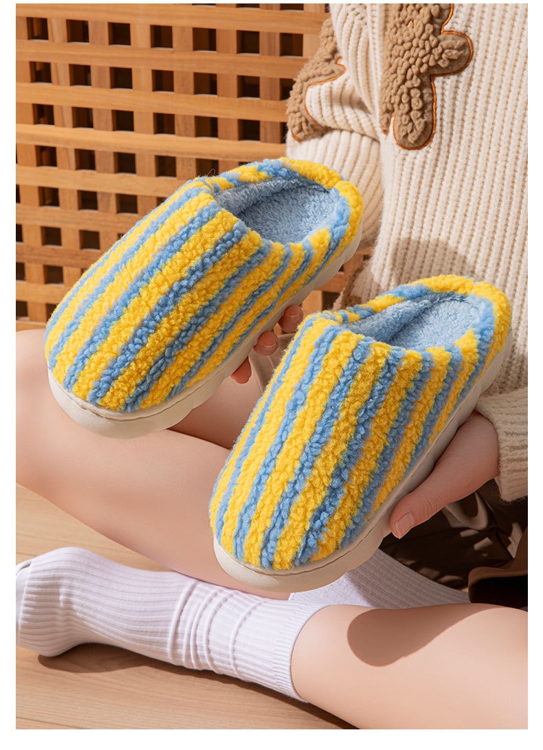 Pantuflas de algodón antideslizantes y cálidas con plataforma.