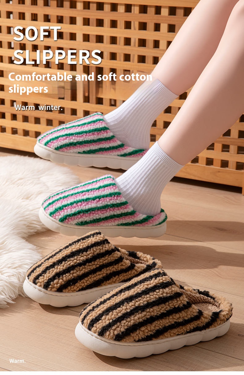 Pantuflas de algodón antideslizantes y cálidas con plataforma.