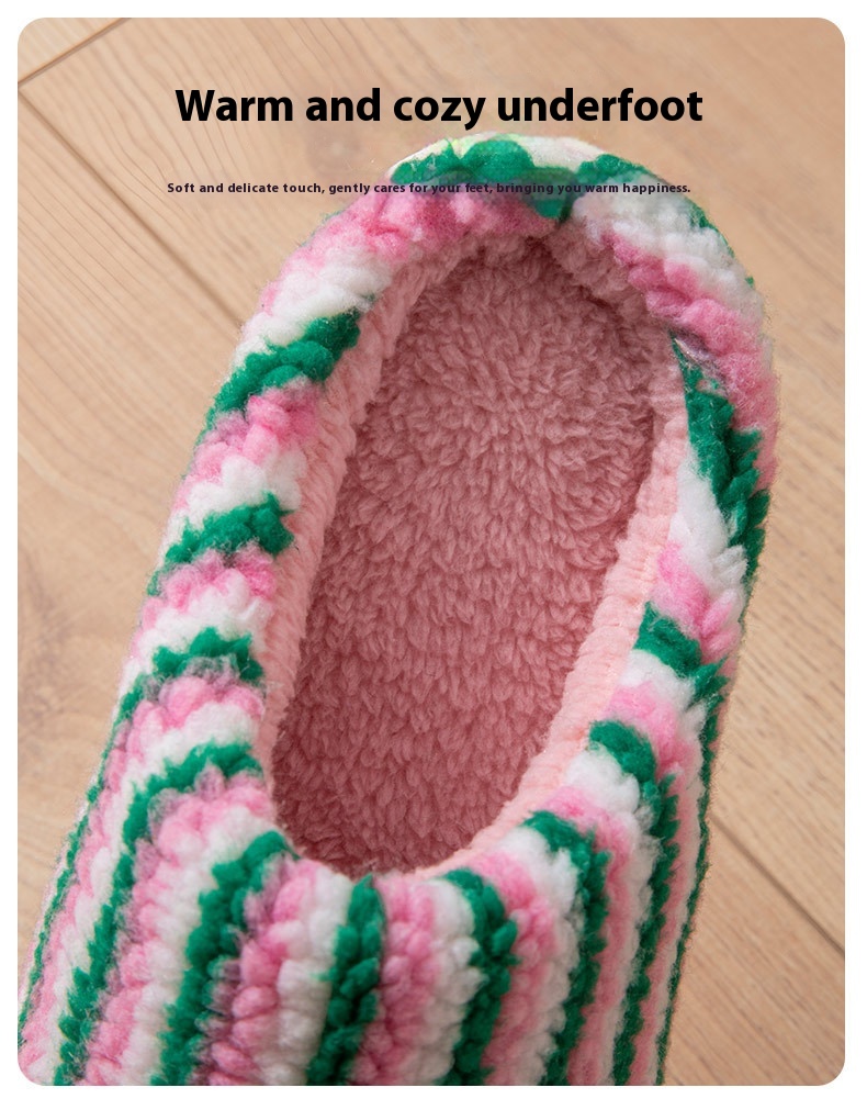 Pantuflas de algodón antideslizantes y cálidas con plataforma.
