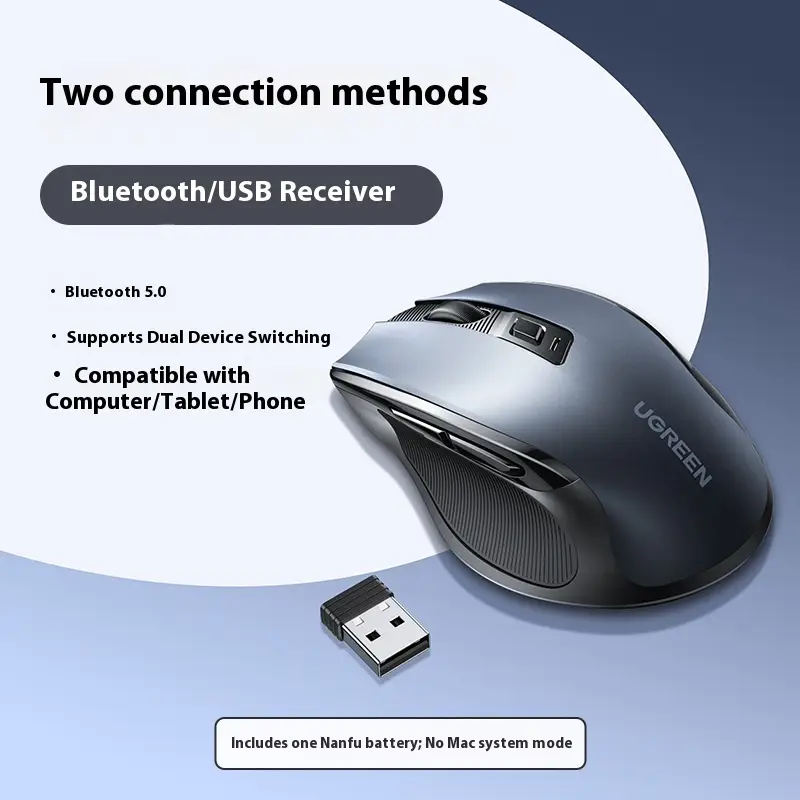 Wireless Bluetooth Mute Size Flashlight Dual-mode Ergonomic Laptop Office Mouse