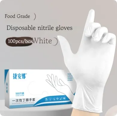 Disposable Nitrile Black Rubber Gloves White 100Pcs - Shop at LoveMi