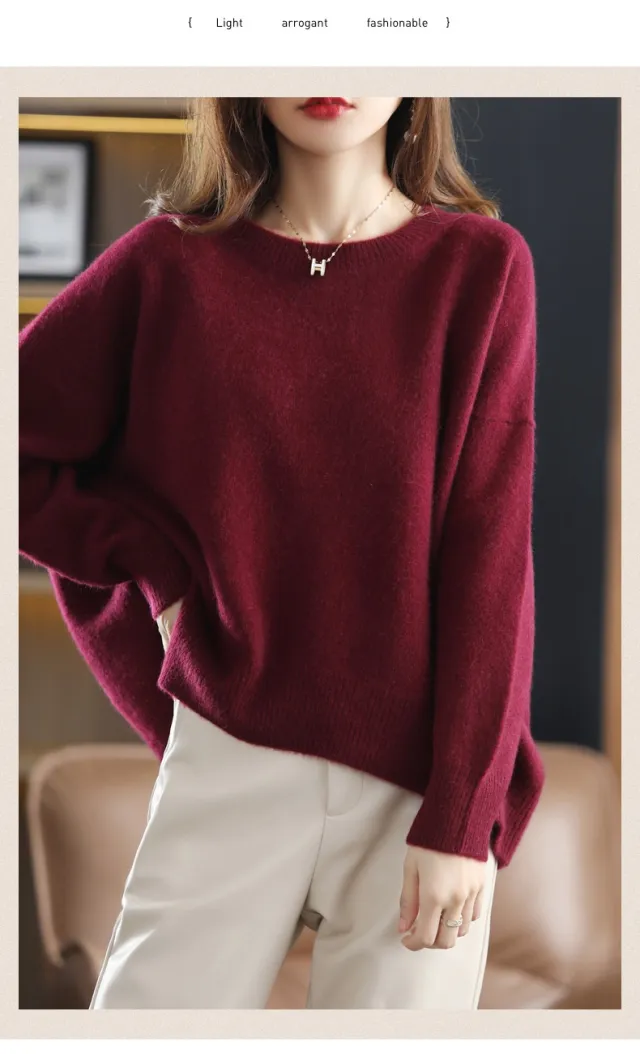 Loose And Idle Underwear Crew Neck Simple Sweater Yingshanhong - Shop at LoveMi