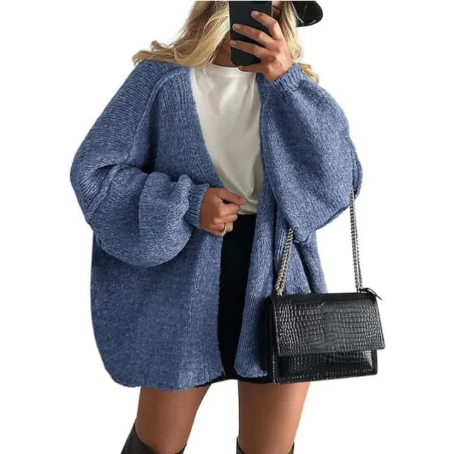 Women's Knit Casual Sweater Coat Sky Blue - Shop at LoveMi