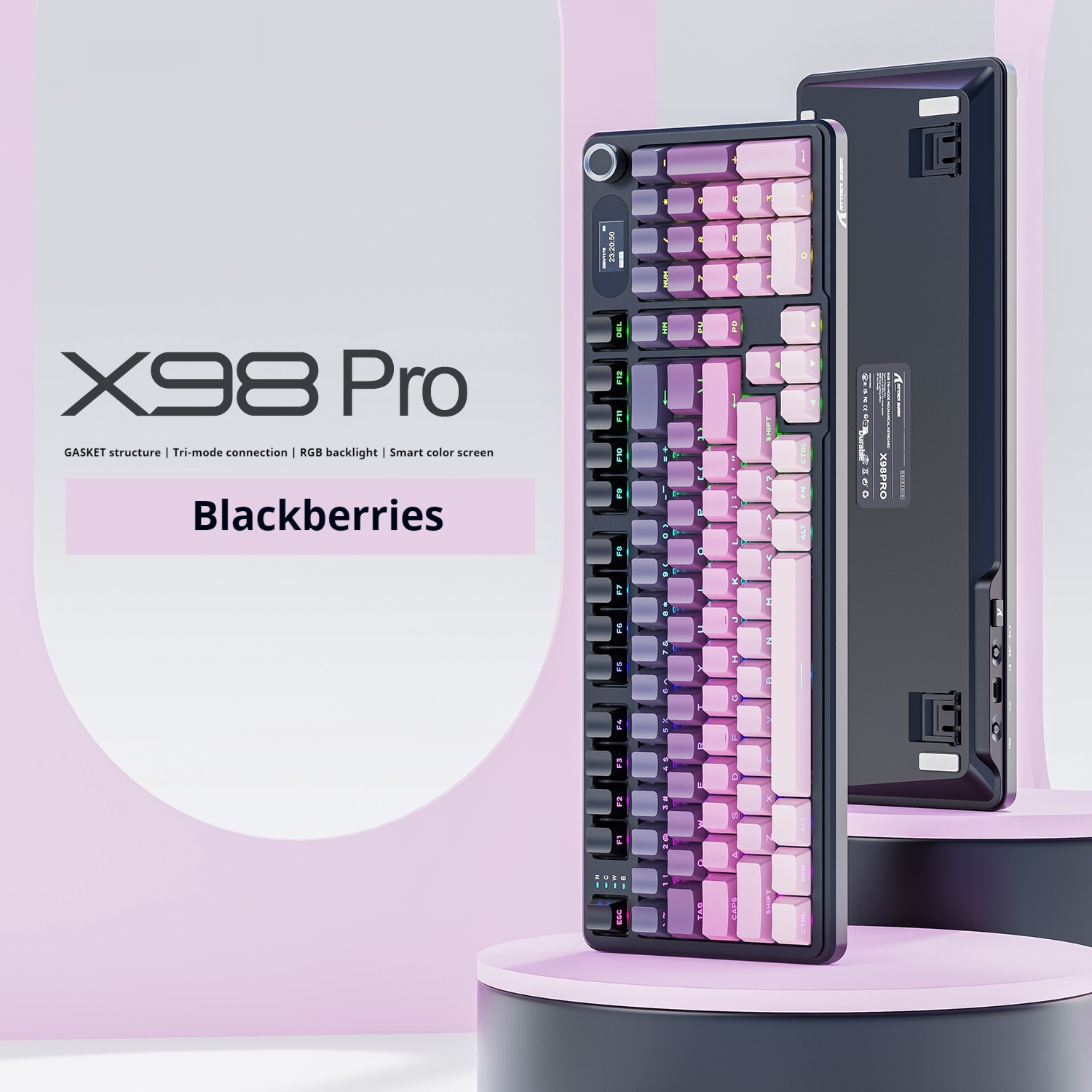 Three-mode RGB Wireless Bluetooth Side Engraving With Knob Game Mechanical Keyboard