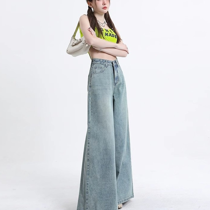 Washed-out Vintage Wide Leg Jeans For Women Spring And Autumn New