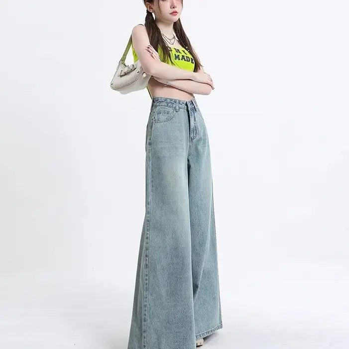 Washed-out Vintage Wide Leg Jeans For Women Spring And Autumn New