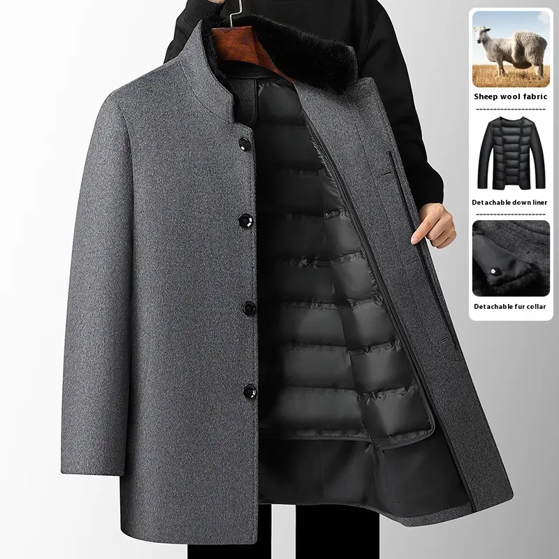 Men's Wool Overcoat Autumn and Winter New Mid-length Thickening