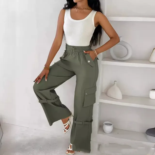Multi pocket Adjusting Belt Design Overalls Army Green - Shop at LoveMi