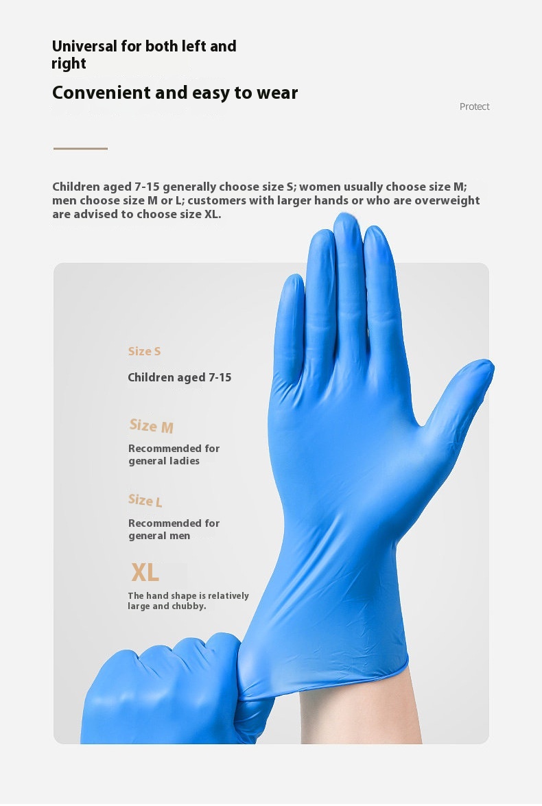 Gants jetables en nitrile, pack de 50 ou 100, tailles S M L XL, toutes les couleurs