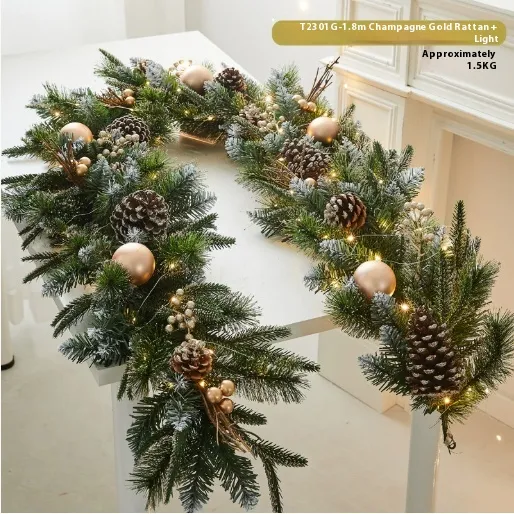 White Flocking Belt Decoration Christmas Rattan Show Window Scene Layout Champagne Gold Rattan - Shop at LoveMi