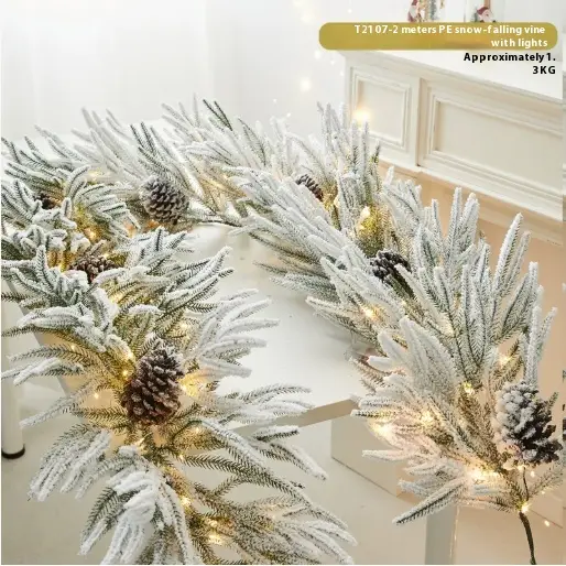 White Flocking Belt Decoration Christmas Rattan Show Window Scene Layout