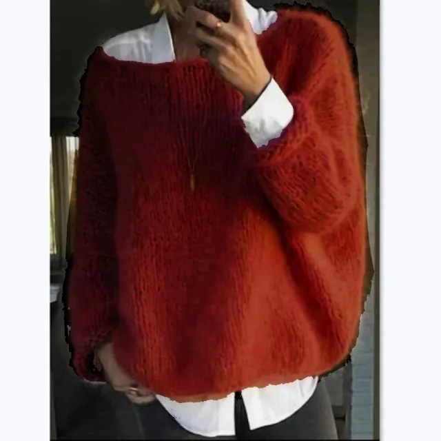 Women's Autumn And Winter Knitting Top Sweater Wine Red - Shop at LoveMi