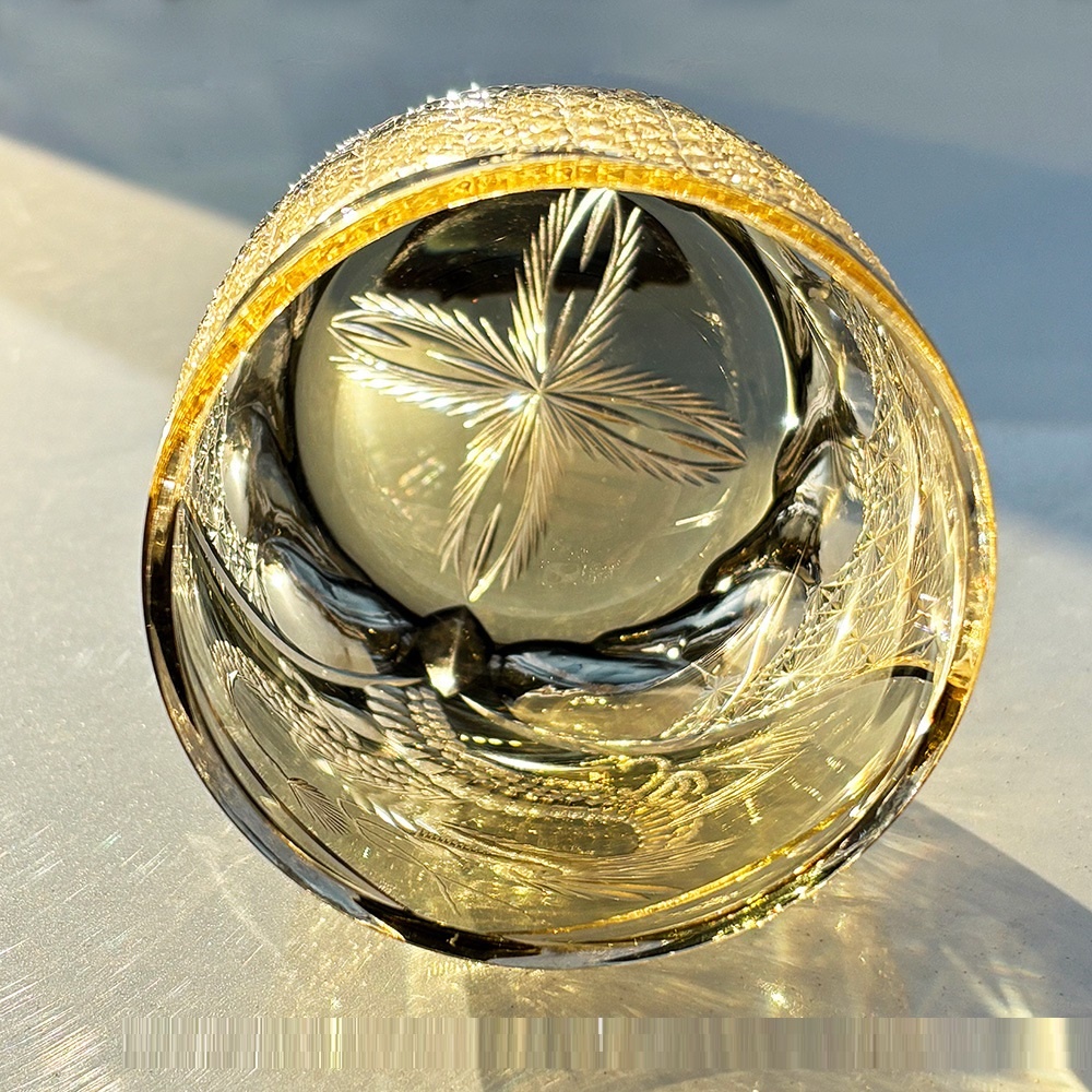 Hand Carved Crystal Glass Whiskey Small Glass Cup