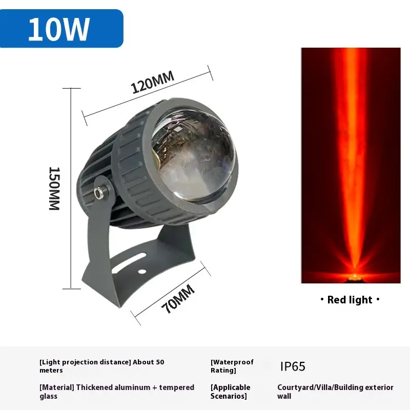 Outdoor LED Spotlight for Landscape Lighting — Red Light, 10W