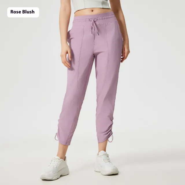 Quick drying Breathable Running Fitness Straight Cropped Pants Ice Casual All matching Rose Rouge - Shop at LoveMi