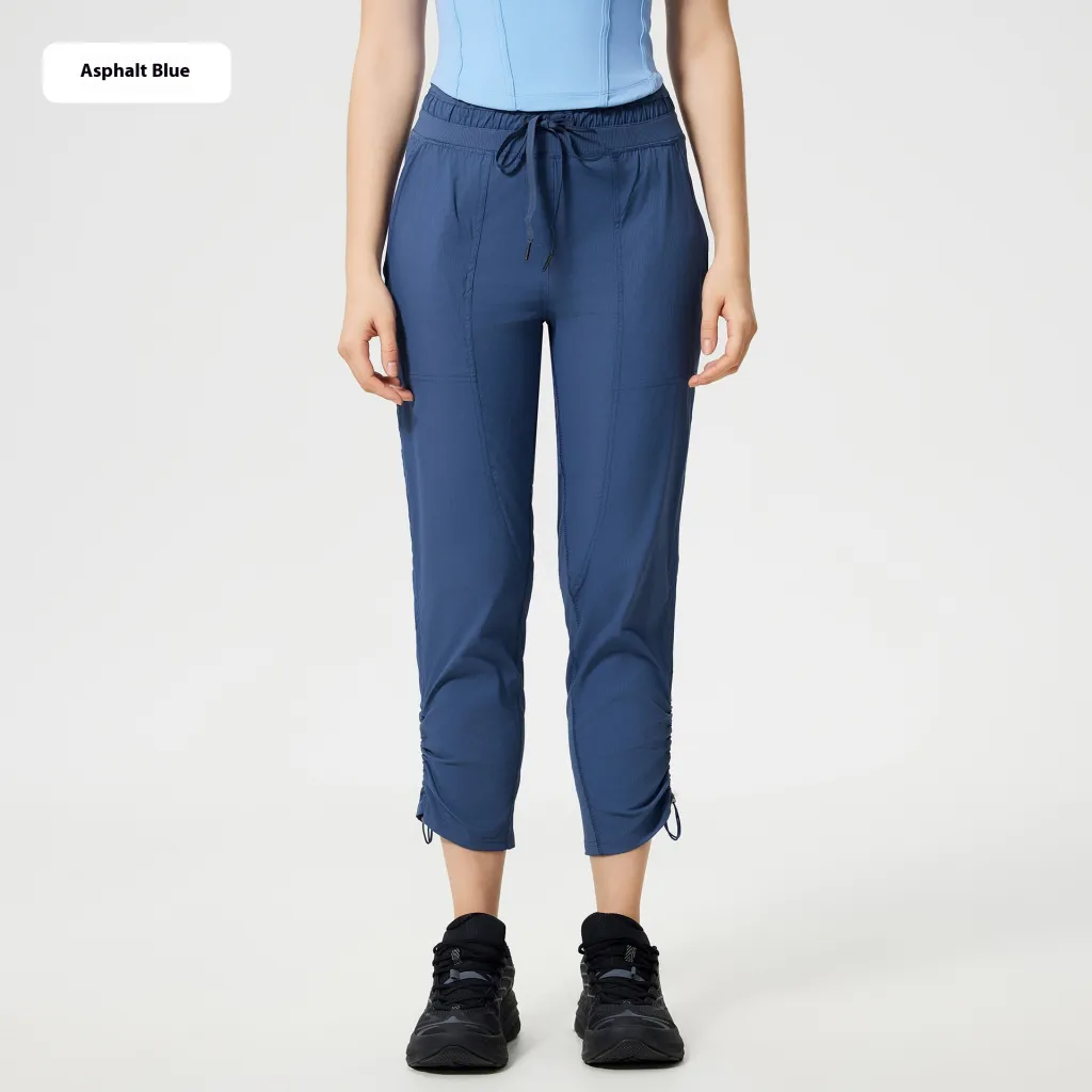 Quick-drying Breathable Running Fitness Straight Cropped Pants Ice Casual All-matching - Asphalt Blue