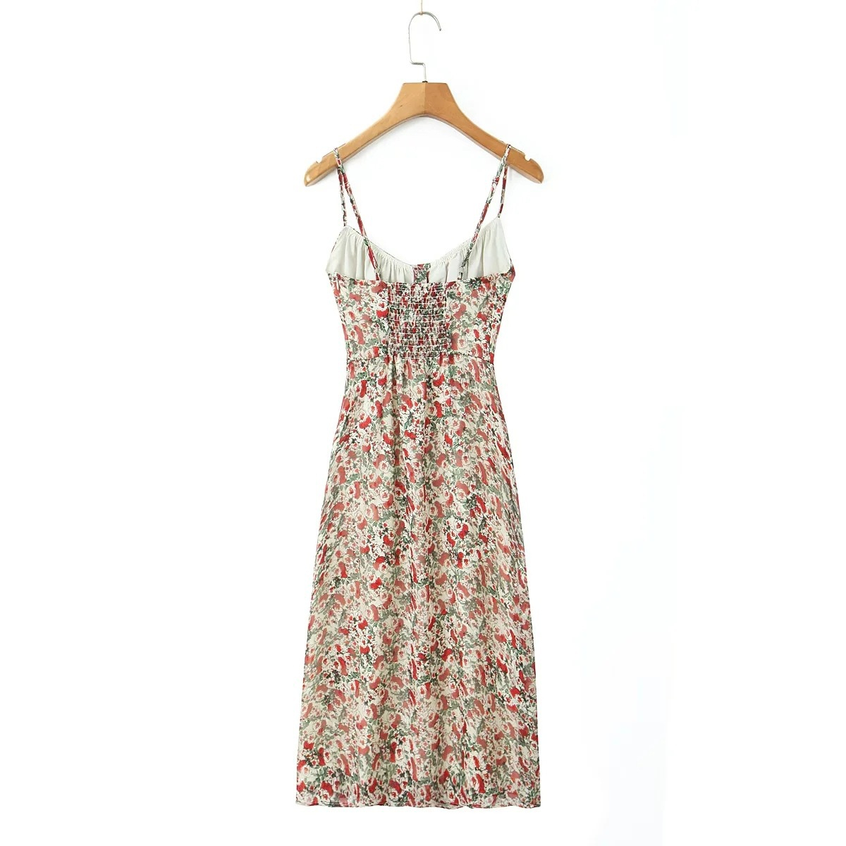 Printed Sling Slim Fit Backless Mid-length Dress