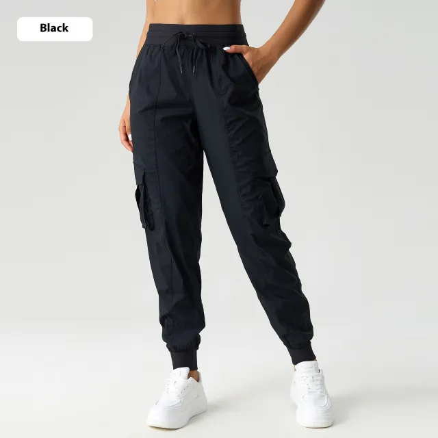 Outdoor Loose Tappered Mid waist Overalls Women's Thin Quick drying Breathable Black - Shop at LoveMi