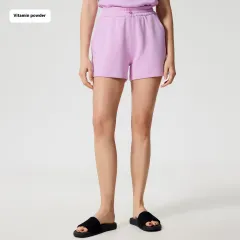 Drawstring High Waist Cloud Feeling Skin-friendly Running Wide Leg Casual Shorts - Vitamin Powder - View 1
