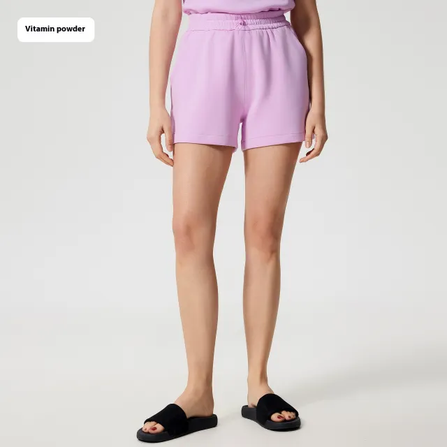 Drawstring High Waist Cloud Feeling Skin friendly Running Wide Leg Casual Shorts Vitamin Powder - Shop at LoveMi