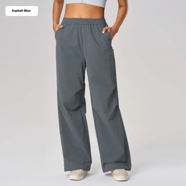 Loose Casual Women's Quick drying Breathable Straight Wide leg Pants Asphalt Ash - Shop at LoveMi