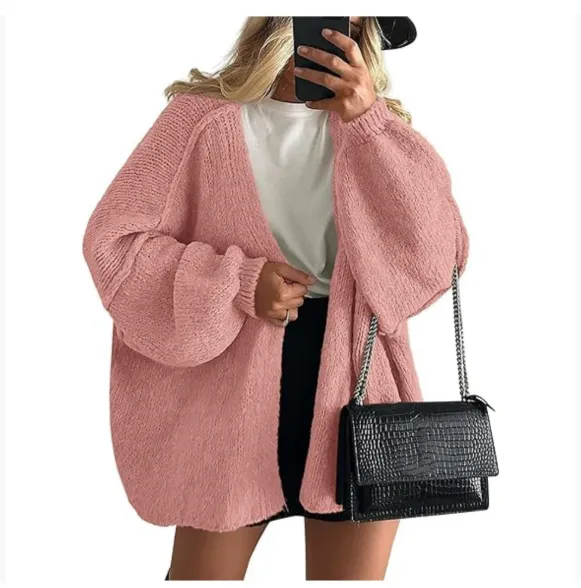 Women's Knit Casual Sweater Coat Pink - Shop at LoveMi