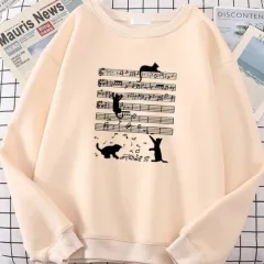 Fleece-lined Crew Neck Sweater Men's And Women's Pullover - Beige - View 1