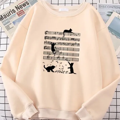 Fleece lined Crew Neck Sweater Men's And Women's Pullover Beige - Shop at LoveMi