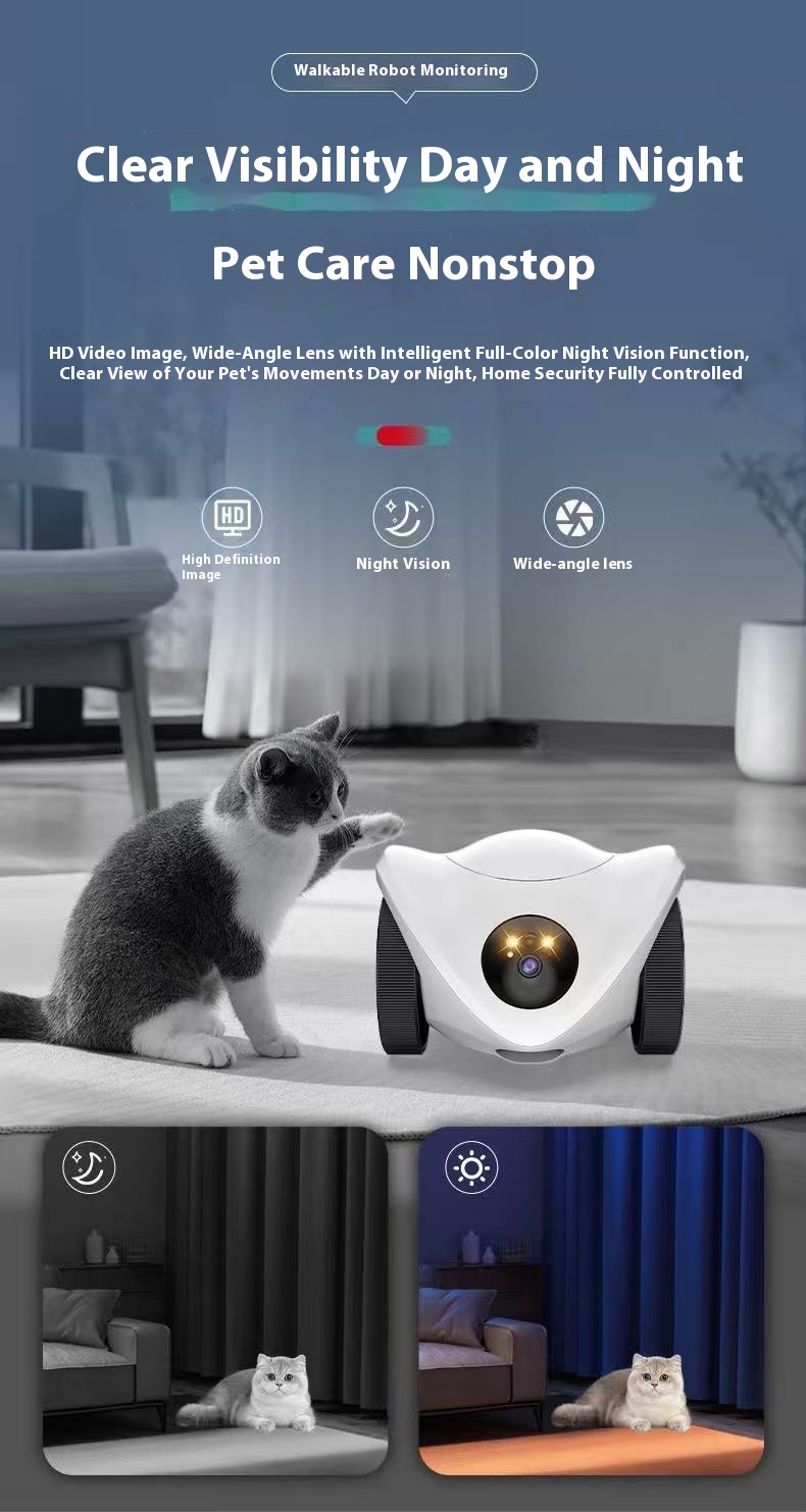 Smart Pet Monitor Robot Camera – iOS and Android App Control Interface