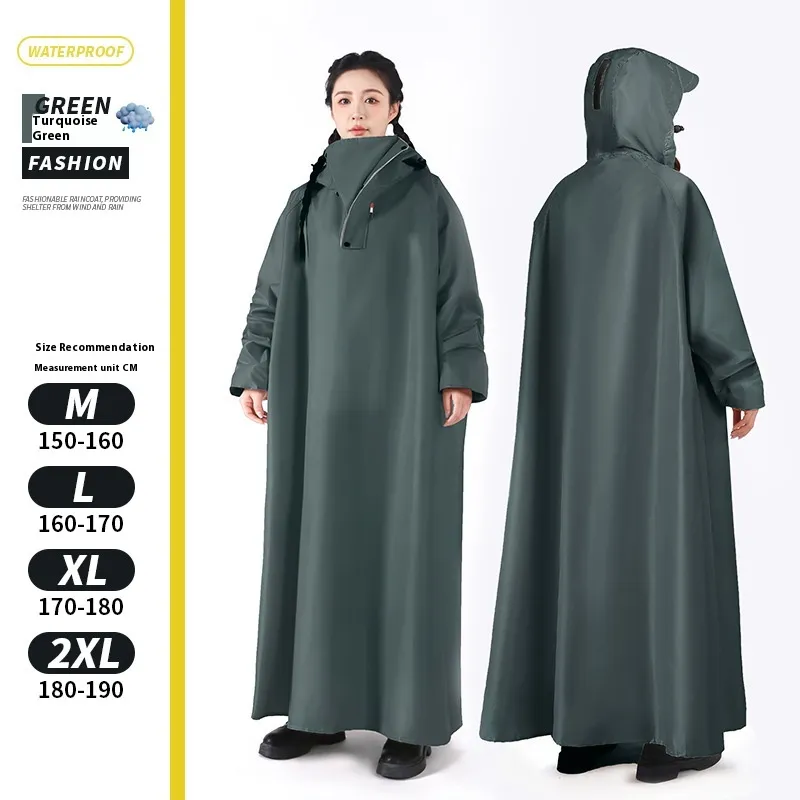 Portable Home Thickened Waterproof One-piece Raincoat With Sleeves - Spearmint