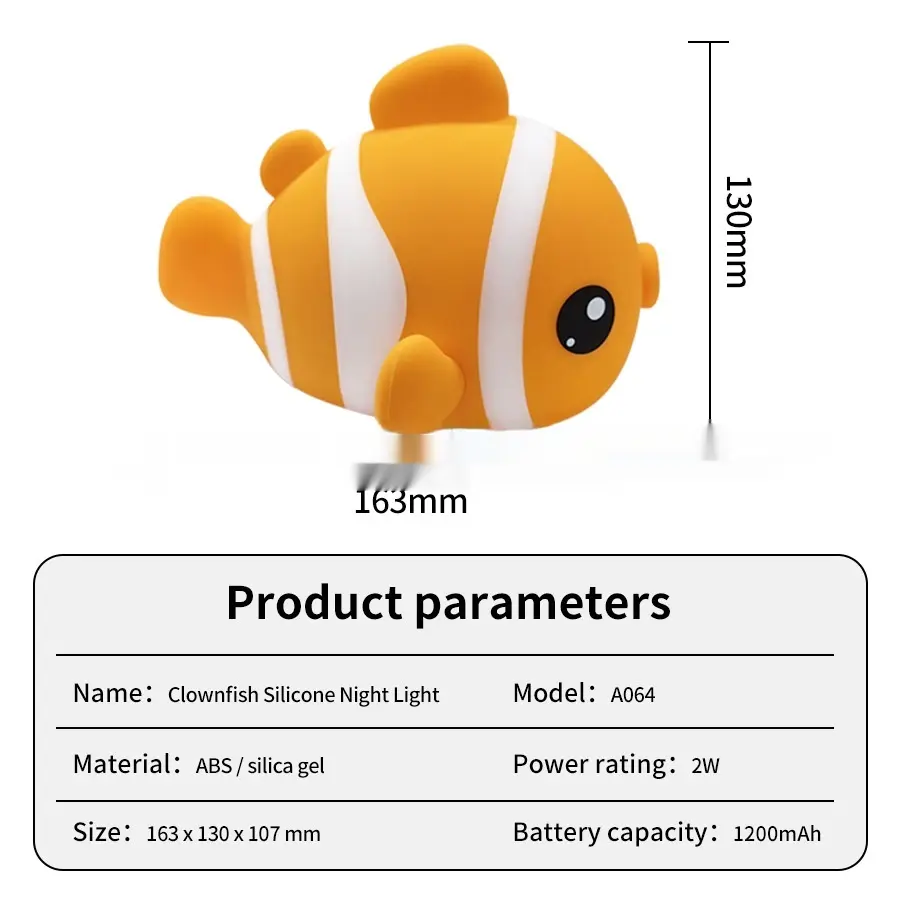 Clownfish Silicone Night Lamp Bedside Sleeping Holiday Gift