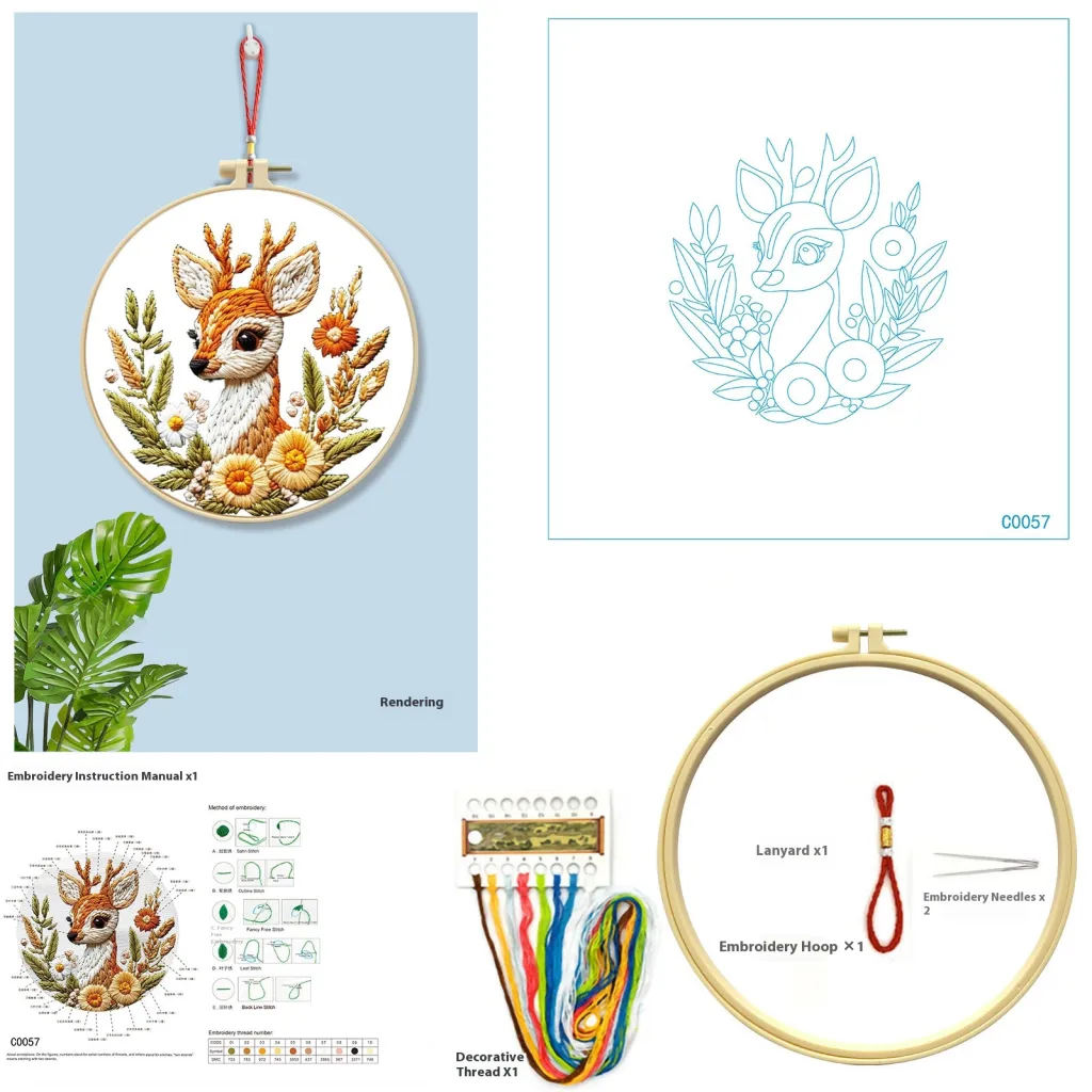 Royal Embroidery Cross Stitch Animal And Lucky Tree Simulation Simplicity - Cute Little Dear