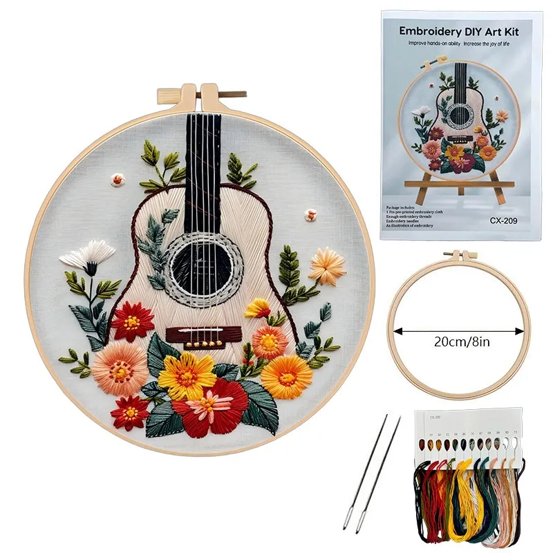 Guitar Flower Embroidery Material Package - Cx209