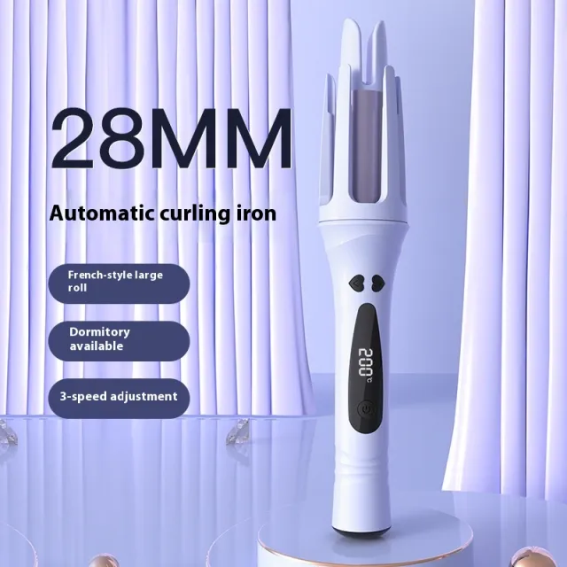 Electric Rotating Large Wave Anion Hair Curler Unpredictable Blue - Shop at LoveMi