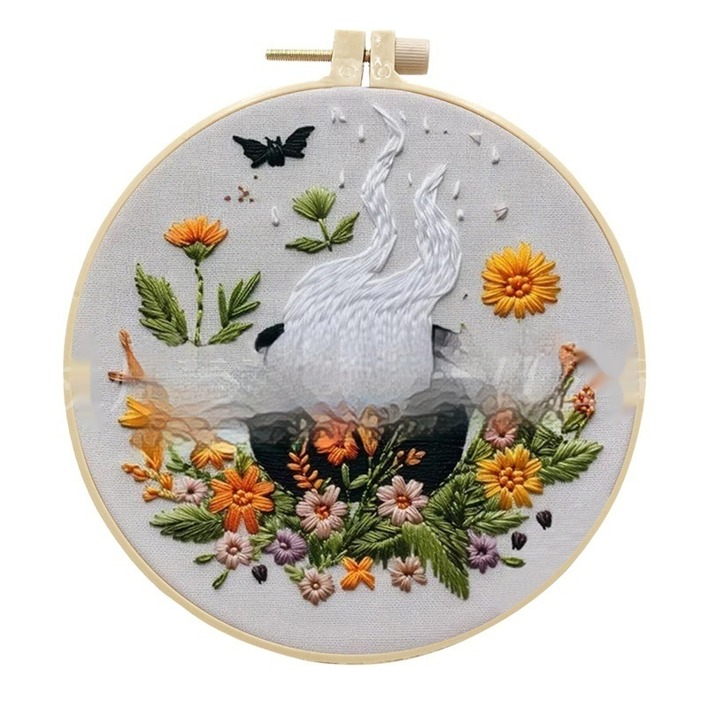 Embroidery Skull Bat Pattern Embroidery Handmade Material