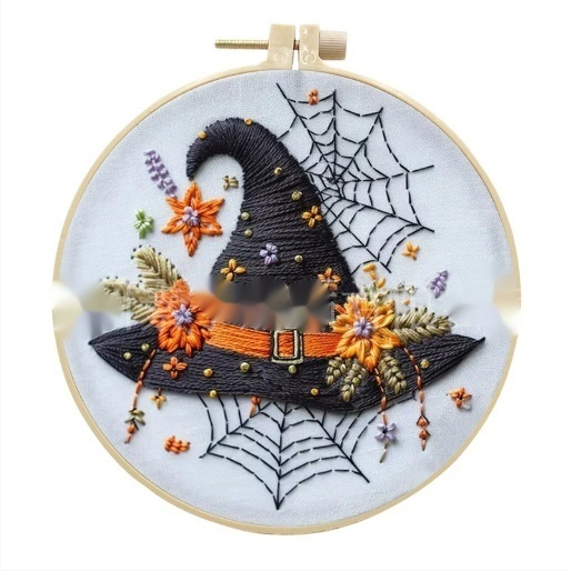 Embroidery Skull Bat Pattern Embroidery Handmade Material