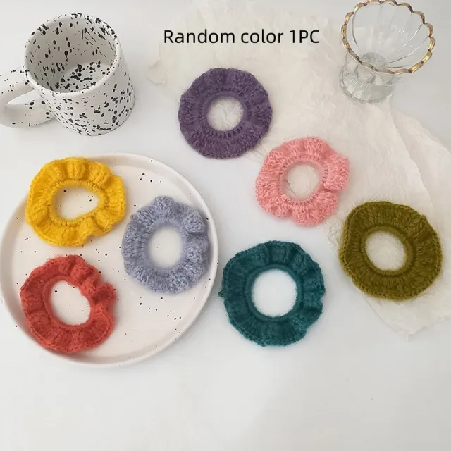 Irregular Embroidery Bellis Perennis Sweet Cotton And Linen Niche Female Hair Band Headscarf Knitted Wool Hair Ring - Shop at LoveMi