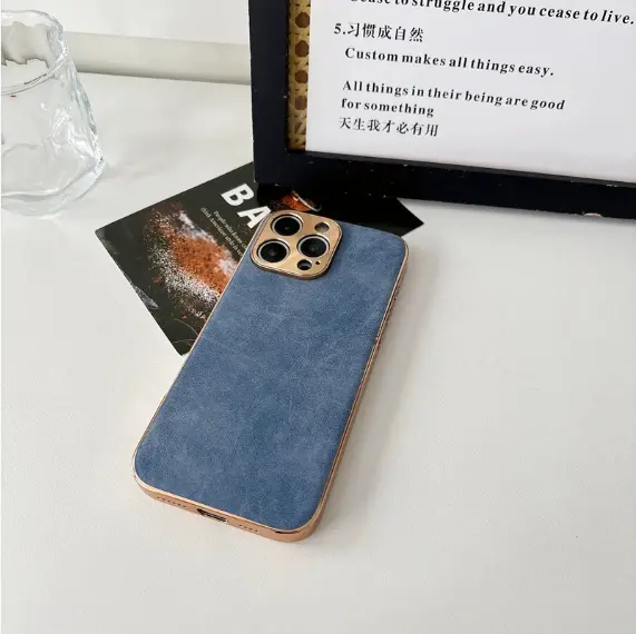 Electroplated Sheepskin Phone Case Metal Lens Fall Protection Case