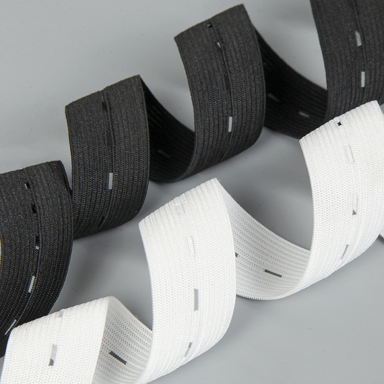 Button Elastic Band White Braid Adjustable Elastic Cord With Buttonholes