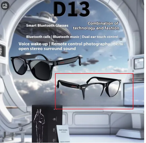 AI Bluetooth Calling Binaural Touch Control D13 Smart Glasses Plain Glasses - Shop at LoveMi