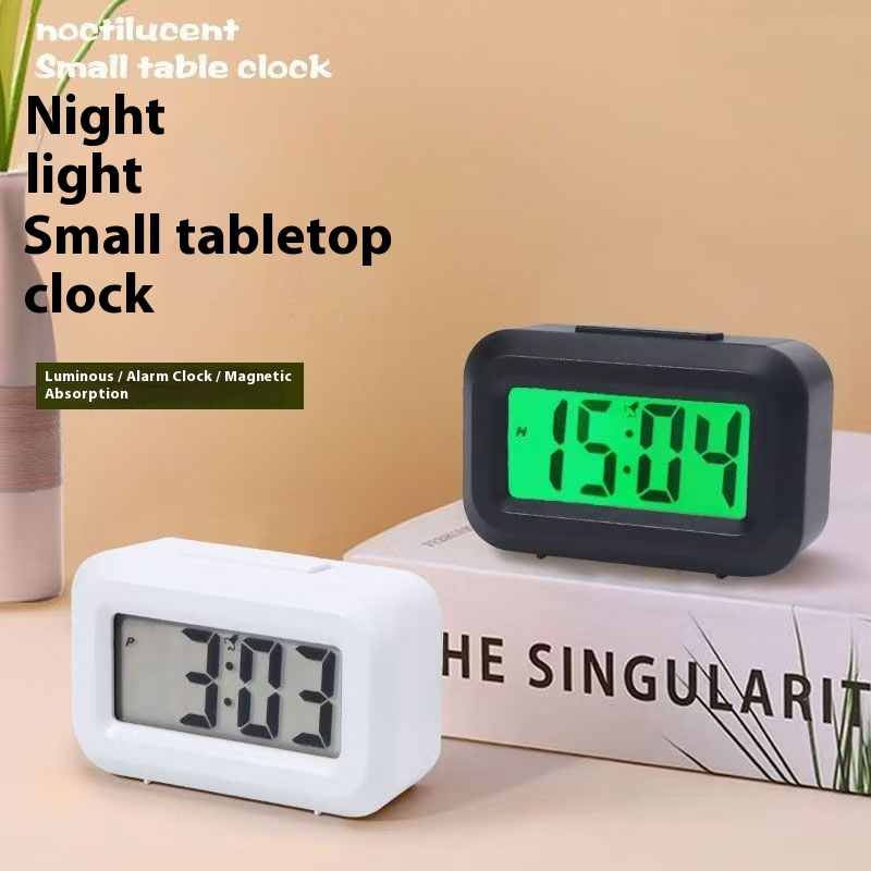 Desktop Small Table Clock Magnetic Suction Square Luminous Electronic Clock
