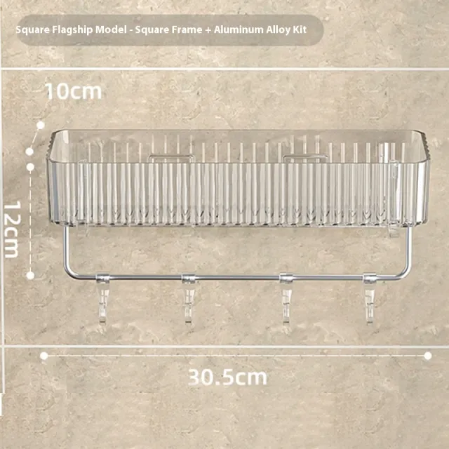 Bathroom Plastic Transparent Punch Free Storage Rack Square Model With Hook - Shop at LoveMi