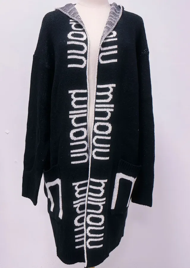 Knitted Sweater Shirt Mid length Cardigan Black - Shop at LoveMi