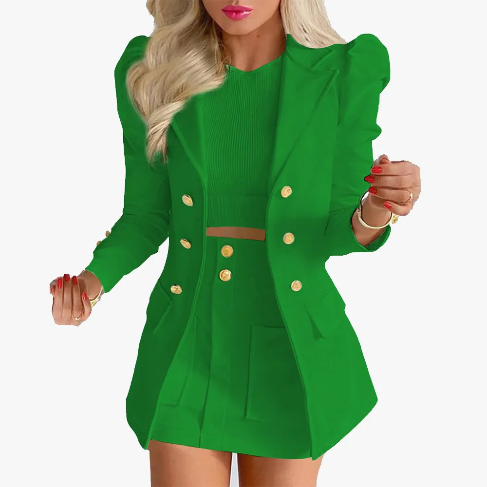 Women's Solid Color Mini Skirt - Dark Green