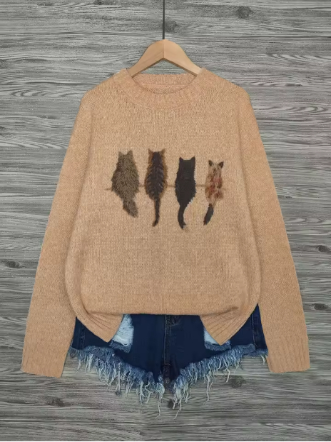 Cute Dog Thick Needle Sweater For Women