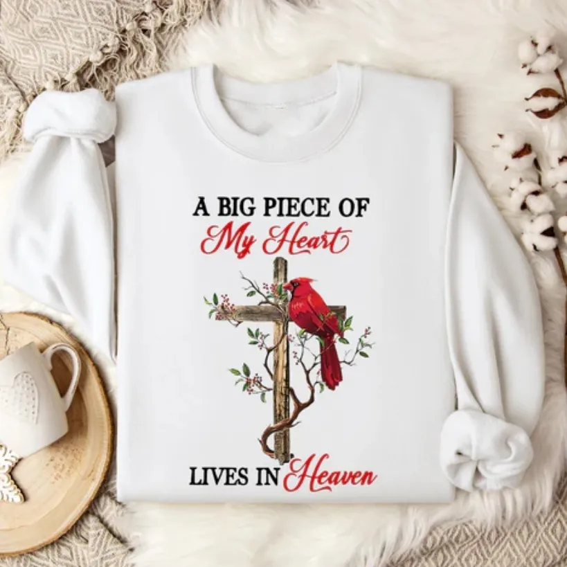 A Large Piece Of My Heart Living In Heaven Sweatshirt - White